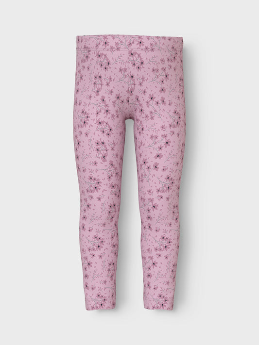 Rosa blommiga leggings till flicka, tjej. Ekologiska barnkläder, byxor från Name it. 13225099 NMFVIVIAN