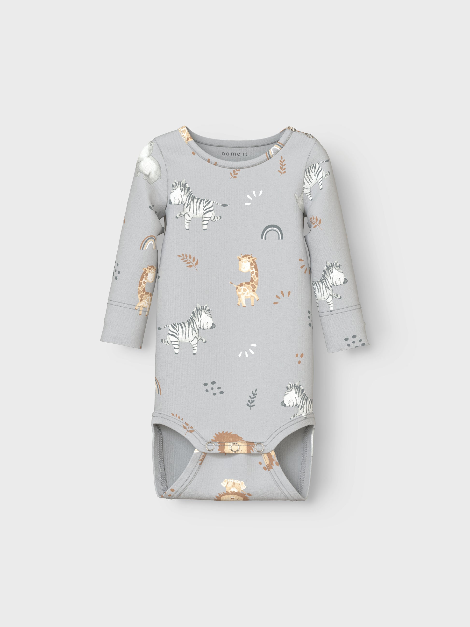 Söt långärmad body till din bebis pojke, kille med gulliga djur, tillverkad i ekologisk bomull.

Produkttyp: Bodysuit
Hals: Rund hals
Ärm: Långa ärmar
Stängning: Tryckknapp
Utskrift: Utskrift upprepas över hela ytan av produkten
Fästkomp : Bomull/elastan
Baby body.