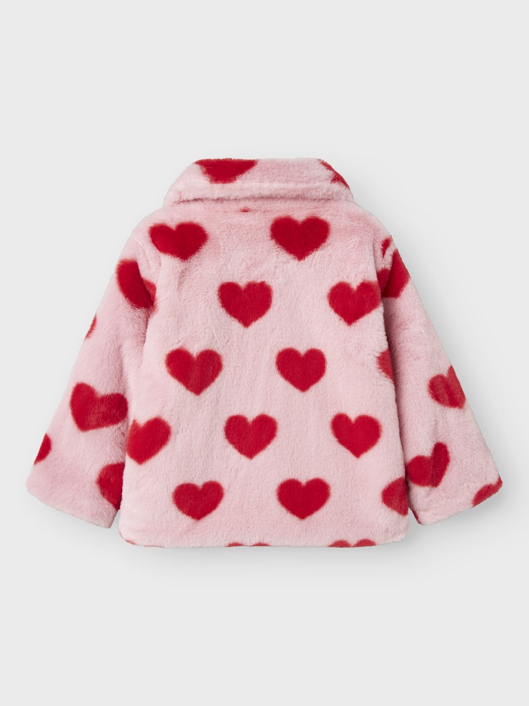 Rosa fusk päls med röda hjärtan till flicka. Barnkläder söt, gullig och samtidigt tuff pälsjacka från Name it.
NMFMINDY JACKET1
13243657 