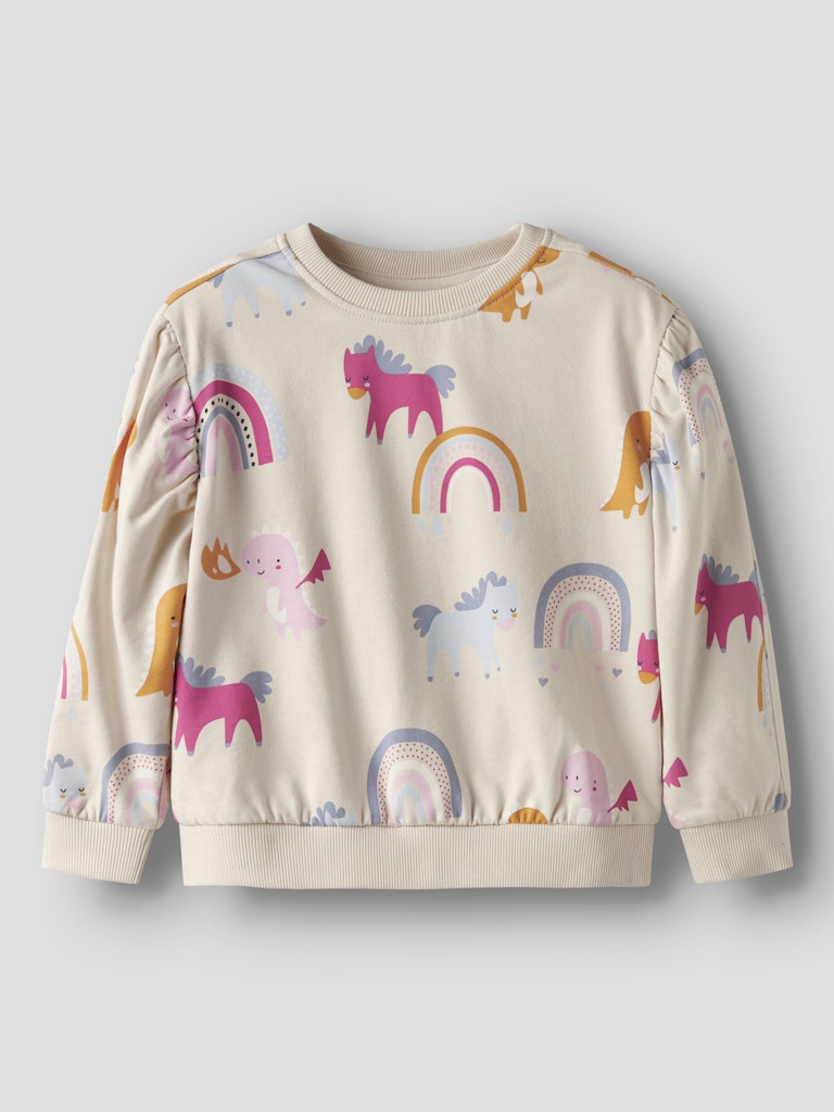 Beige sweat tröja med regnbåge och hästar till flicka.
NMFNULA LS NREG SWEAT BRU PB
13244967