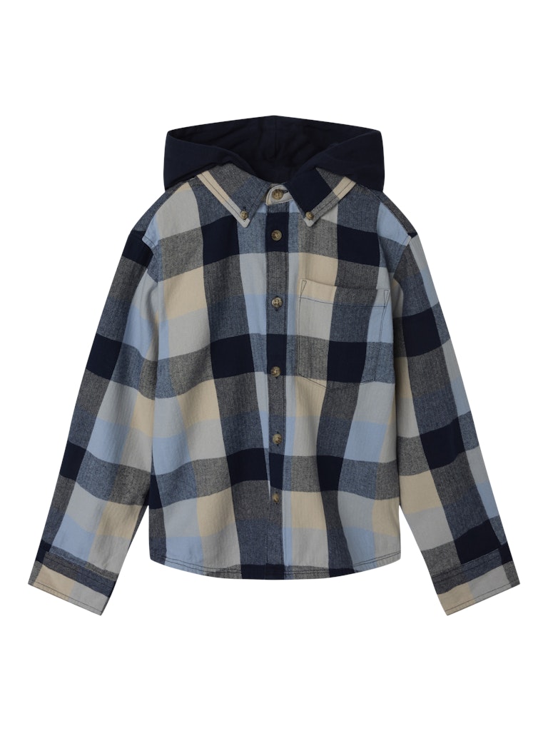 Blå rutig hoodie skjorta till kille. Overshirt från Name it med luva till pojke i ekologisk bomull.
NKMLARRY LS OVERSHIRT WH
13245121