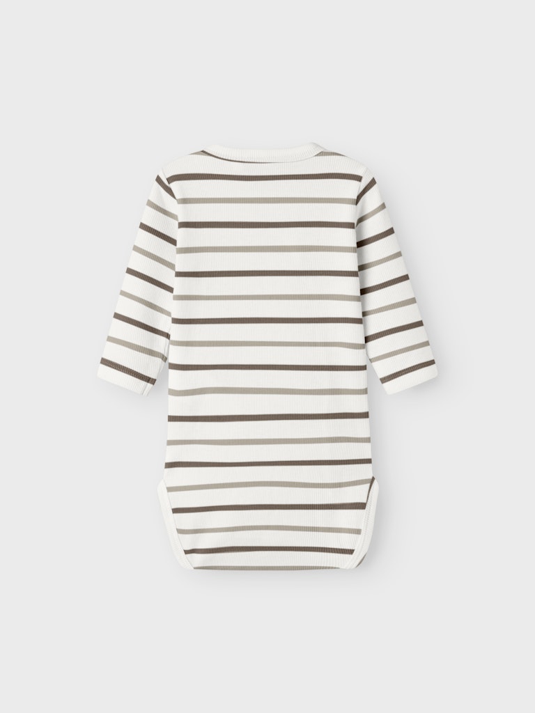 Vit randig omlott body till baby pojke och bebis flicka. Nyfödd neutral body med  elefant tillverkad i ekologisk bomull.
NBNOFANT LS WRAP BODY
13246745