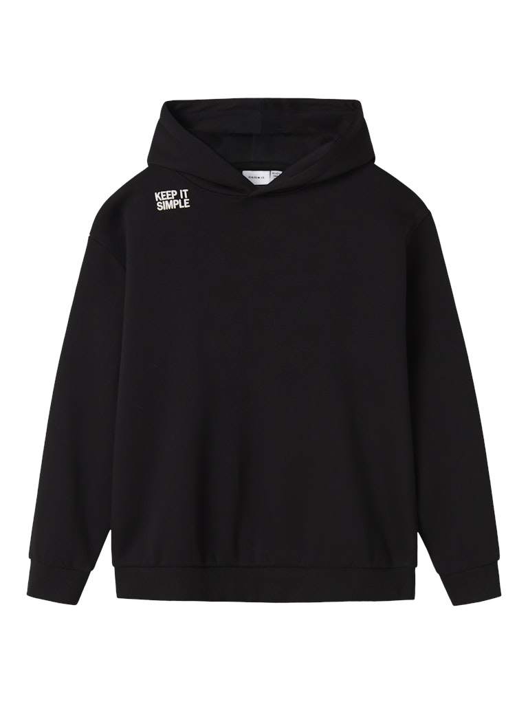 Svart hoodie i sweat till kille. Enfärgad luvtröja till pojke från Nameit.
NKMBRONX LS RLX SWE BRU WH BF
13247131