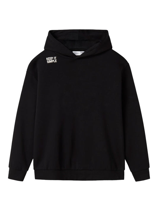 Svart hoodie i sweat till kille. Enfärgad luvtröja till pojke från Nameit.
NKMBRONX LS RLX SWE BRU WH BF
13247131