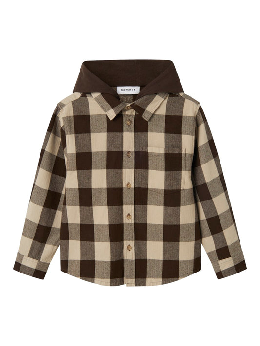 Brun rutig overshirt skjorta med luva till pojke. Barn och ungdom flanellskjorta till kille från Nameit.
NKMOLAF LS OVERSHIRT WH
13247217