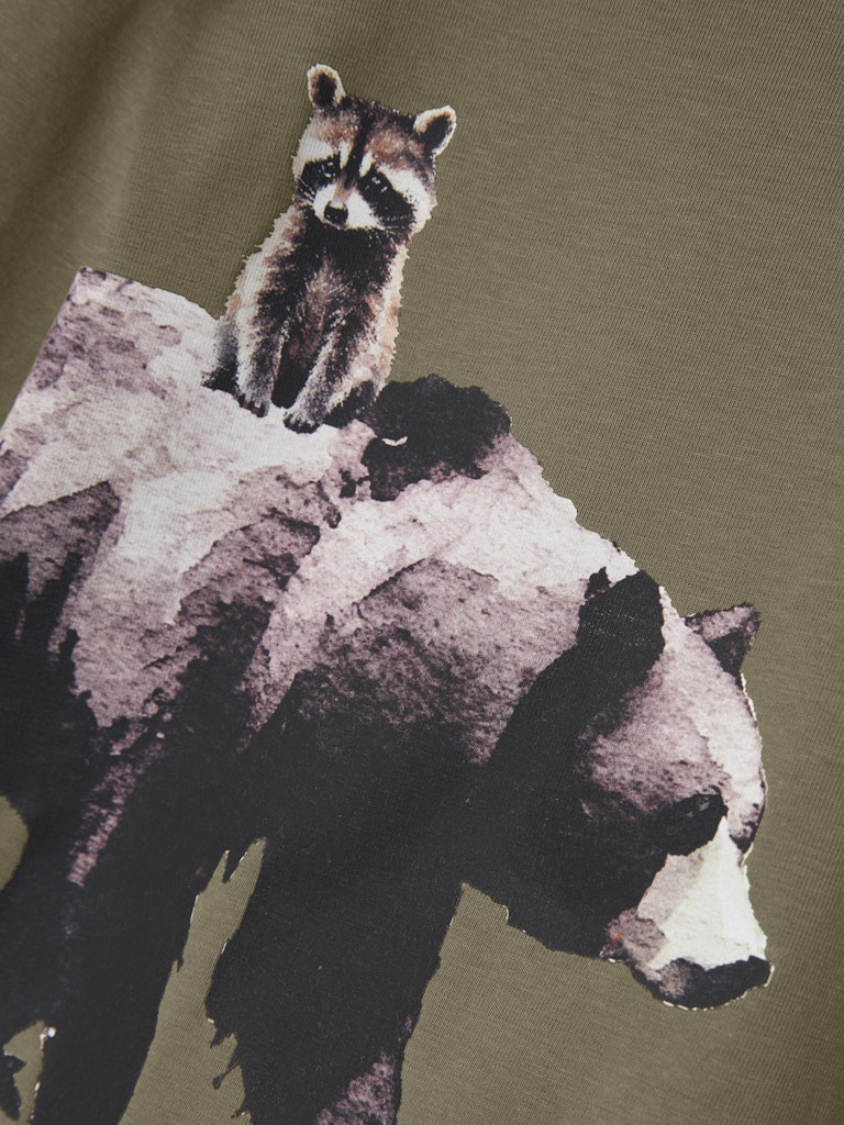 Mörk grön långärmad t-shirt med motiv av björn och tvättbjörn till pojke. Ekologisk tröja från Name it.
NMMORIS LS NREG TOP BOX
13247936