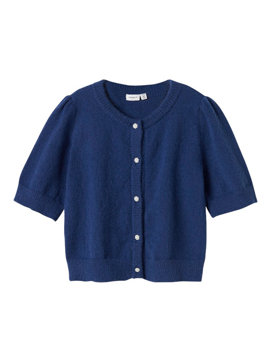 Blå stickad kofta med fina knappar till flicka. Tjej cardigan till barn och ungdom.
NKFNABETH 2/4 SL KNIT CARD
13248465