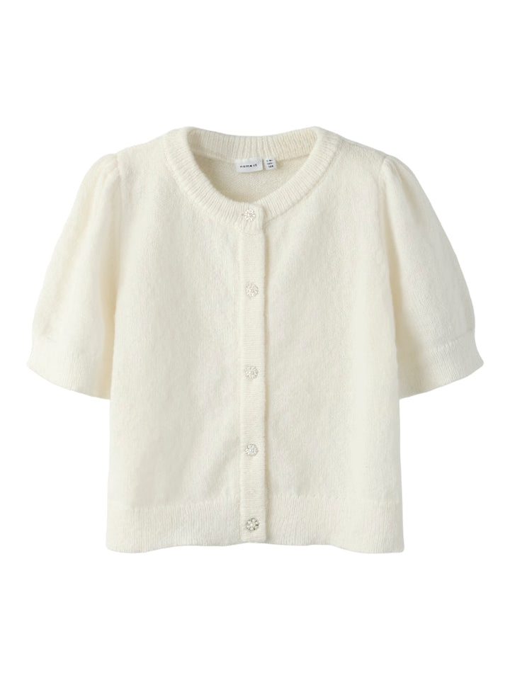 Vit stickad kofta med fina knappar till flicka. Tjej cardigan till barn och ungdom.
NKFNABETH 2/4 SL KNIT CARD
13248465