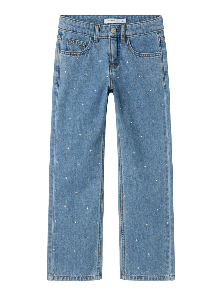 Blå tjej jeans med strass stenar som glittrar. Raka Strass byxor till flicka barn och ungdom.
NKFROSE ST RHINE JEANS 3366-BE NOOS
13218358