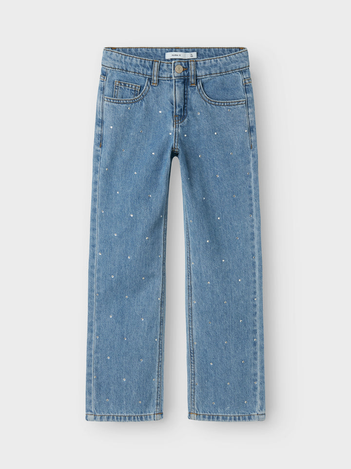 Blå tjej jeans med strass stenar som glittrar. Raka Strass byxor till flicka barn och ungdom.
NKFROSE ST RHINE JEANS 3366-BE NOOS
13218358
