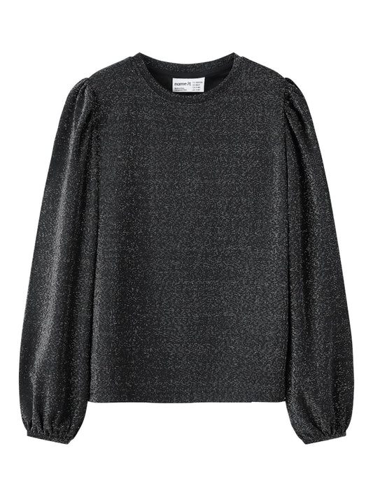 Svart topp med silver glitter i en mjuk skön tröja till tjej. Barn och ungdom flicka passar denna topp perfekt både till vardag och festligare tillfällen.
NKFROISIN LS TOP
13253927