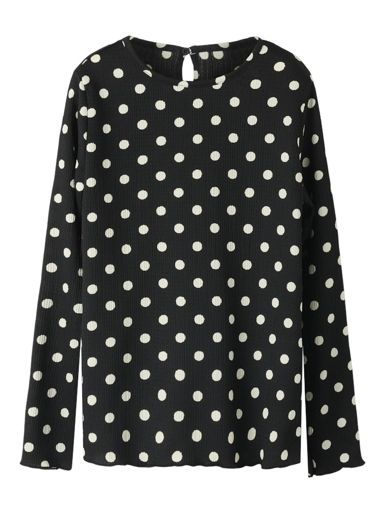 Svart långärmad topp till flicka. Vit prickig tröja till tjej från Name it.
NKFSALLIE LS TOP
13259468