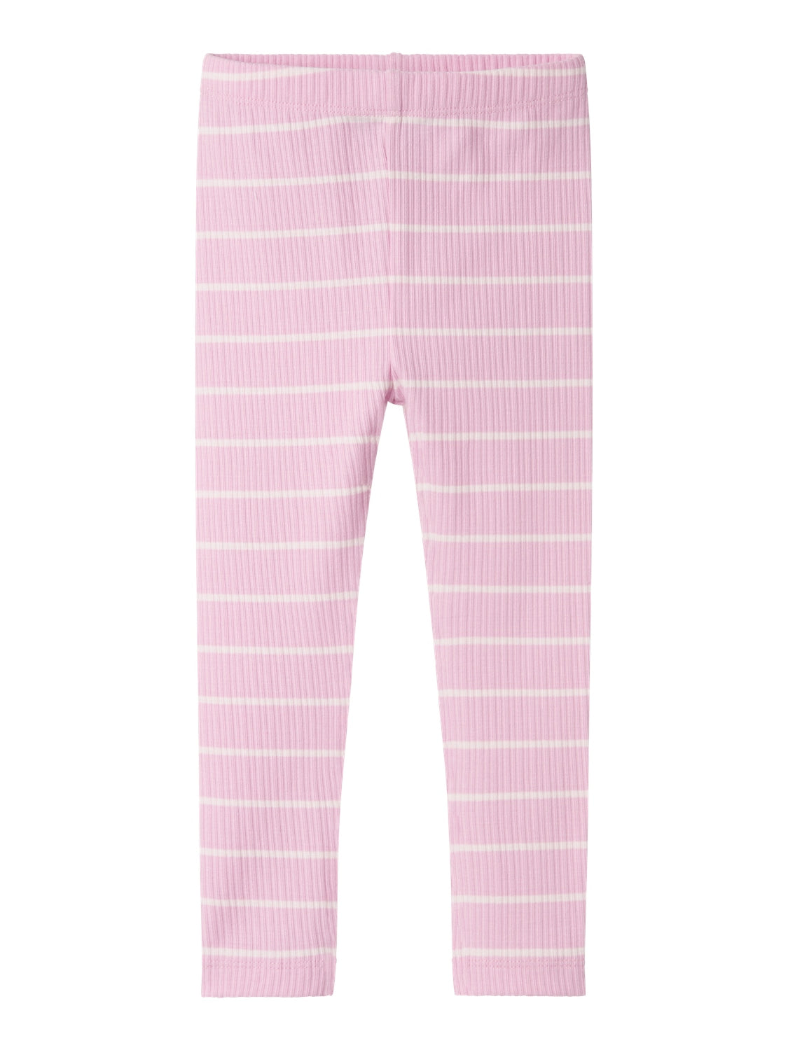 Rosa randig baby byxa i klassiska snitt. Bebis leggings.