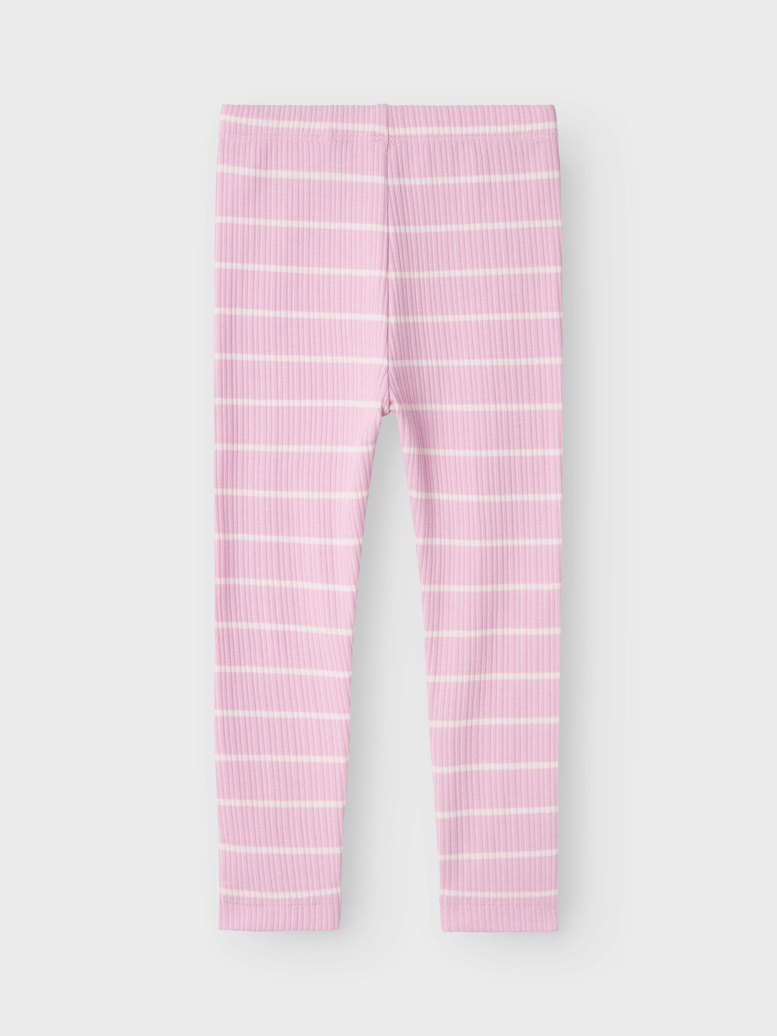 Rosa randig baby byxa i klassiska snitt. Bebis leggings.