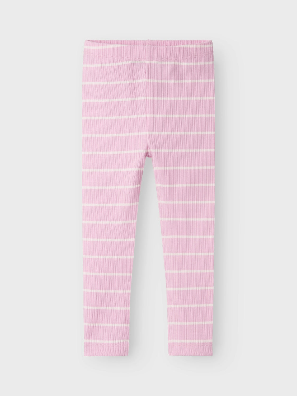 Rosa randig baby byxa i klassiska snitt. Bebis leggings.