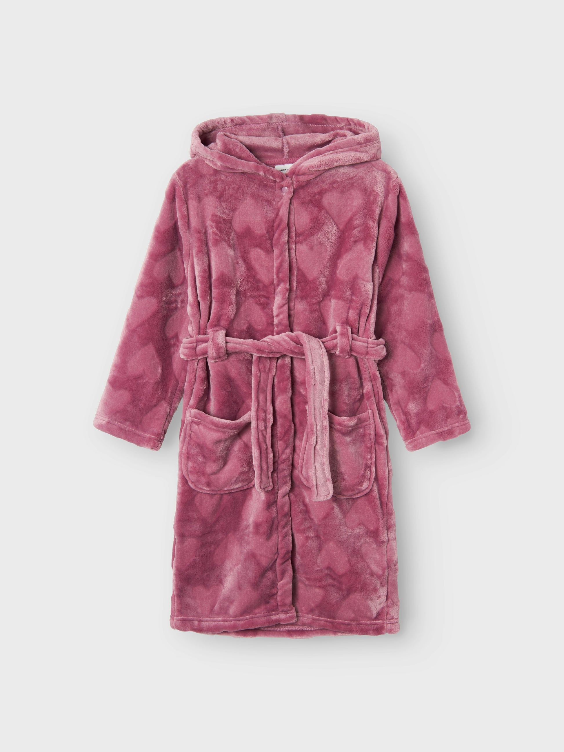 Rosa lurvig fleece morgonrock till liten flicka, tjej. Velour badrock till barn i mjukaste, skönaste rosa från Name it, 13235865, NMFROSE