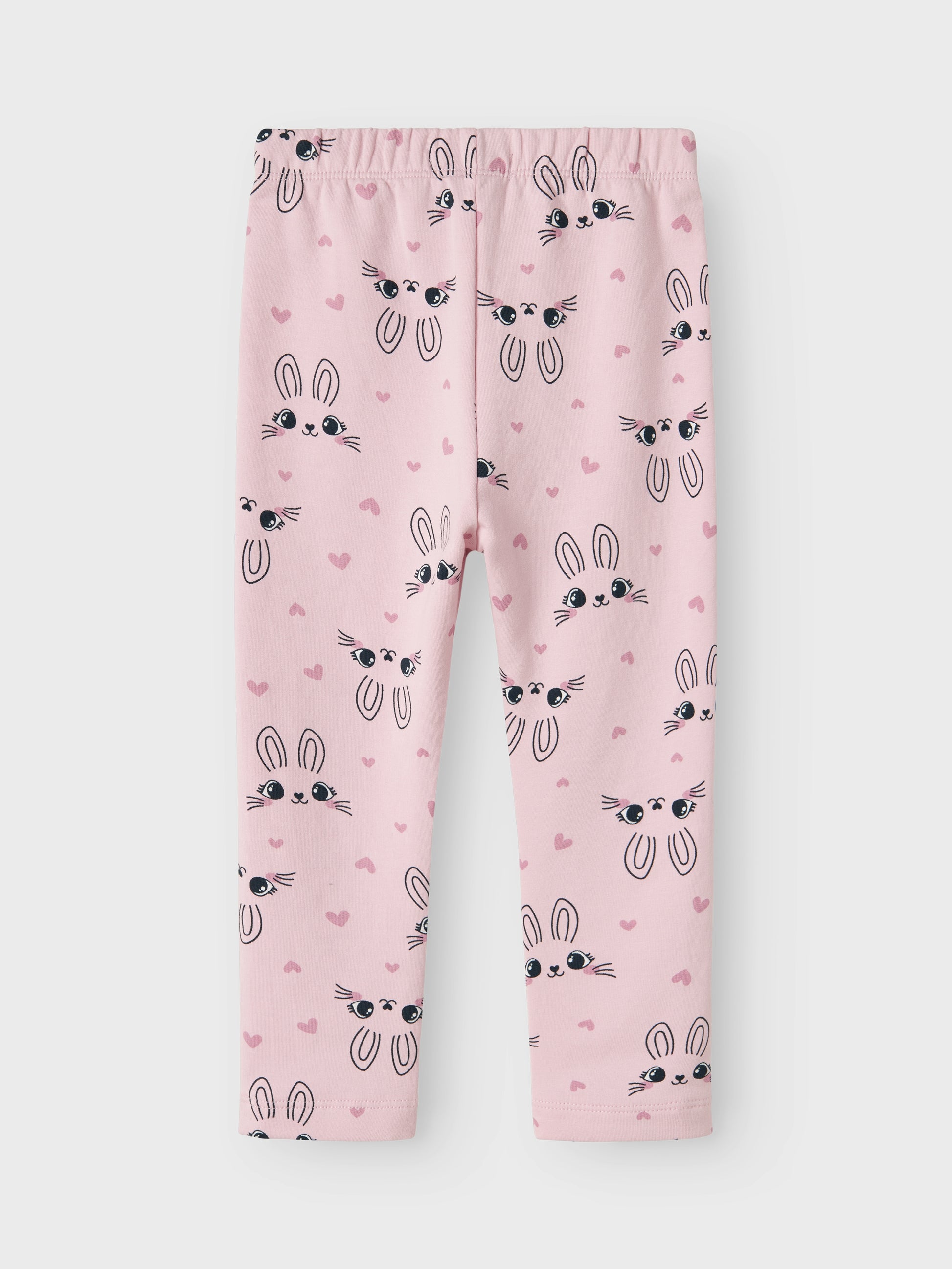 Rosa lite tjockare sweatshirt leggings med kaniner på till din lilla flicka. Barn byxor av ekologisk bomull med söta djur på.