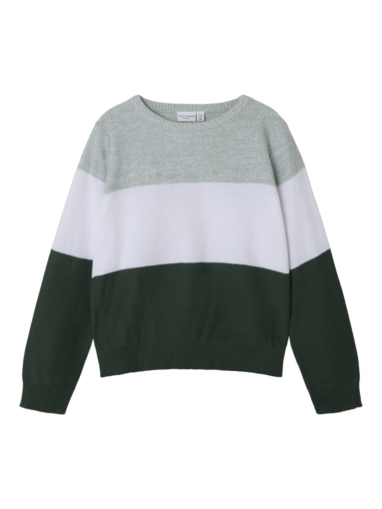Block randig fin stickad tröja till pojke. Långärmad tröja grön, stickad bomulls modell.
NKMVOHAN LS KNIT
13234304
