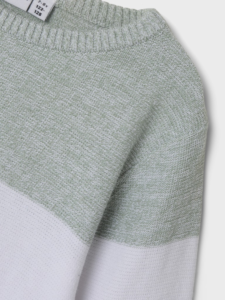 Block randig fin stickad tröja till pojke. Långärmad tröja grön, stickad bomulls modell.
NKMVOHAN LS KNIT
13234304