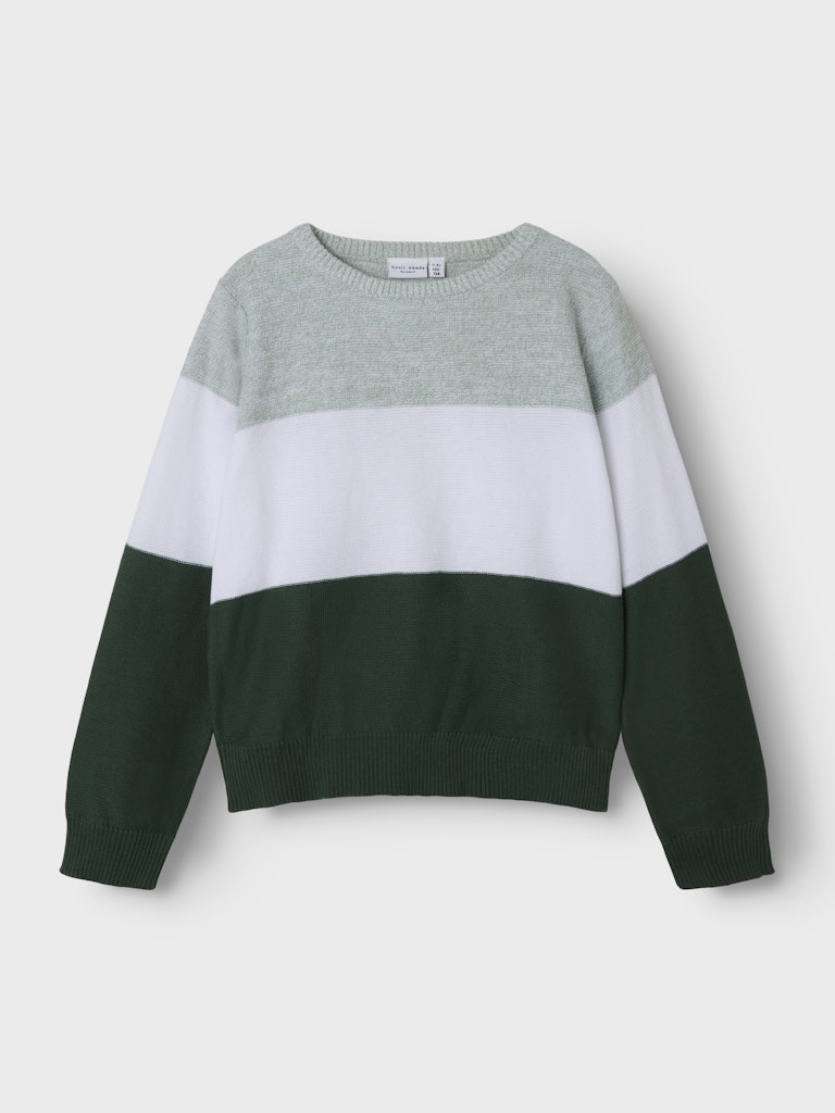 Block randig fin stickad tröja till pojke. Långärmad tröja grön, stickad bomulls modell.
NKMVOHAN LS KNIT
13234304