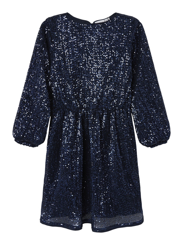 Svart långärmad paljett klänning till flicka. Festlig jul och nyårs klänning till tjej, paljettklänning från Name it.
NKFRANTELLA LS DRESS
13222691