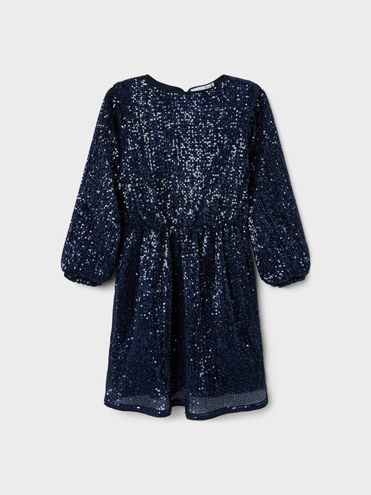 Svart långärmad paljett klänning till flicka. Festlig jul och nyårs klänning till tjej, paljettklänning från Name it.
NKFRANTELLA LS DRESS
13222691