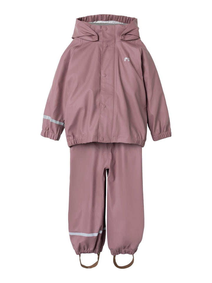 Name It Dry10 rosa vattentätt regnställ barn kids unisex med regnjacka och regnbyxa