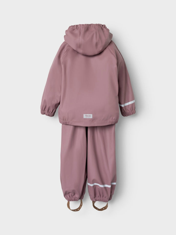 Name It Dry10 rosa vattentätt regnställ barn kids unisex med regnjacka och regnbyxa