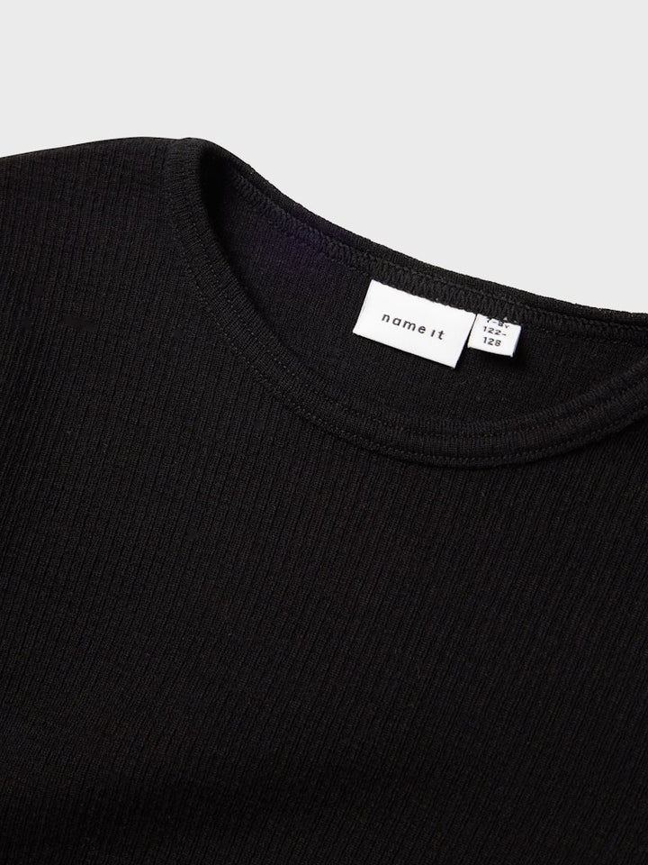 Name It Wax svart långärmad tröja i 100% merinoull för barn unisex – 13242139
