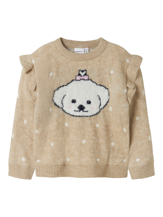 Beige hundtröja, stickad tröja med volanger till flicka. Barnkläder från Name it.
NMFNEDE LS KNIT
13246529
