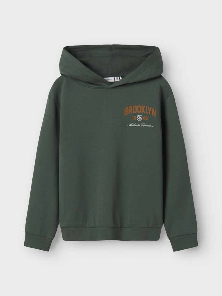 Grön Brooklyn hoodie till kille. Luvtröja i sweat ekologisk bomull till pojke. 
NKMNEWI LS NREG SWEAT WH BRU
13246699