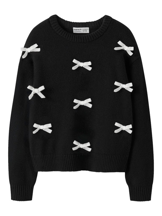Svart stickad tröja med rosetter till flicka. Tjej tröja i svart och vitt, fin till både vardag och fest.
NKFSONJA LS KNIT
13237617