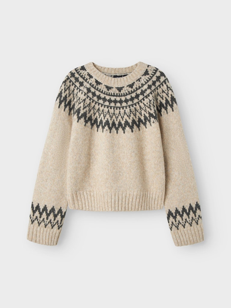 Beige stickad tröja med gröna mönster detaljer. Tjocktröja till tjej, ungdom från LMTD.
NLFNEENLA LS SHORT KNIT
13247773