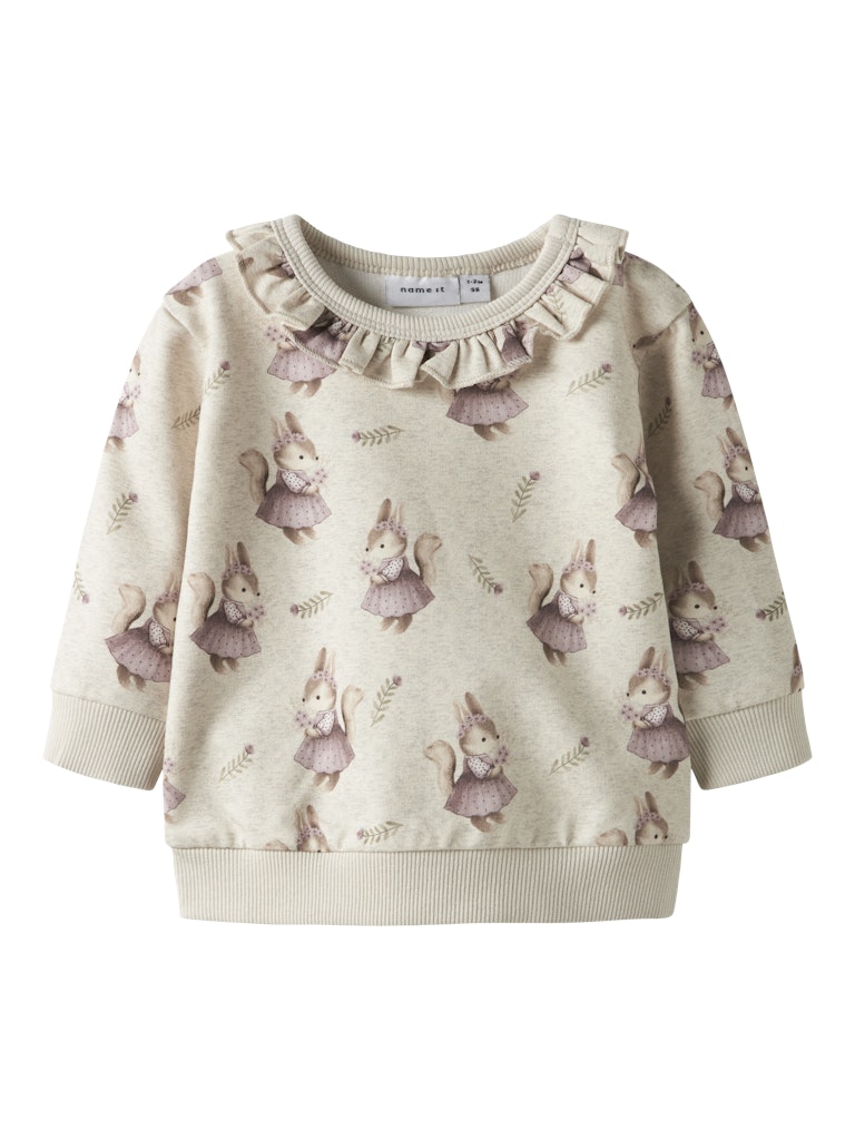 Söt bebis tröja till flicka, mönster av ekorrar och med en gullig volang vid halsen. Ekologiska babykläder till nyfödd flicka från Nameit.
NBFSHELLY LS SWEAT BRU
13250276