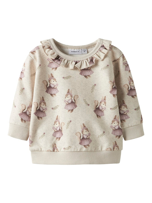 Söt bebis tröja till flicka, mönster av ekorrar och med en gullig volang vid halsen. Ekologiska babykläder till nyfödd flicka från Nameit.
NBFSHELLY LS SWEAT BRU
13250276