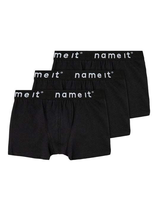 Svarta enfärgade barn kalsonger från Name it till pojke, kille. Boxershorts i svart 3-pack NKMBOXER