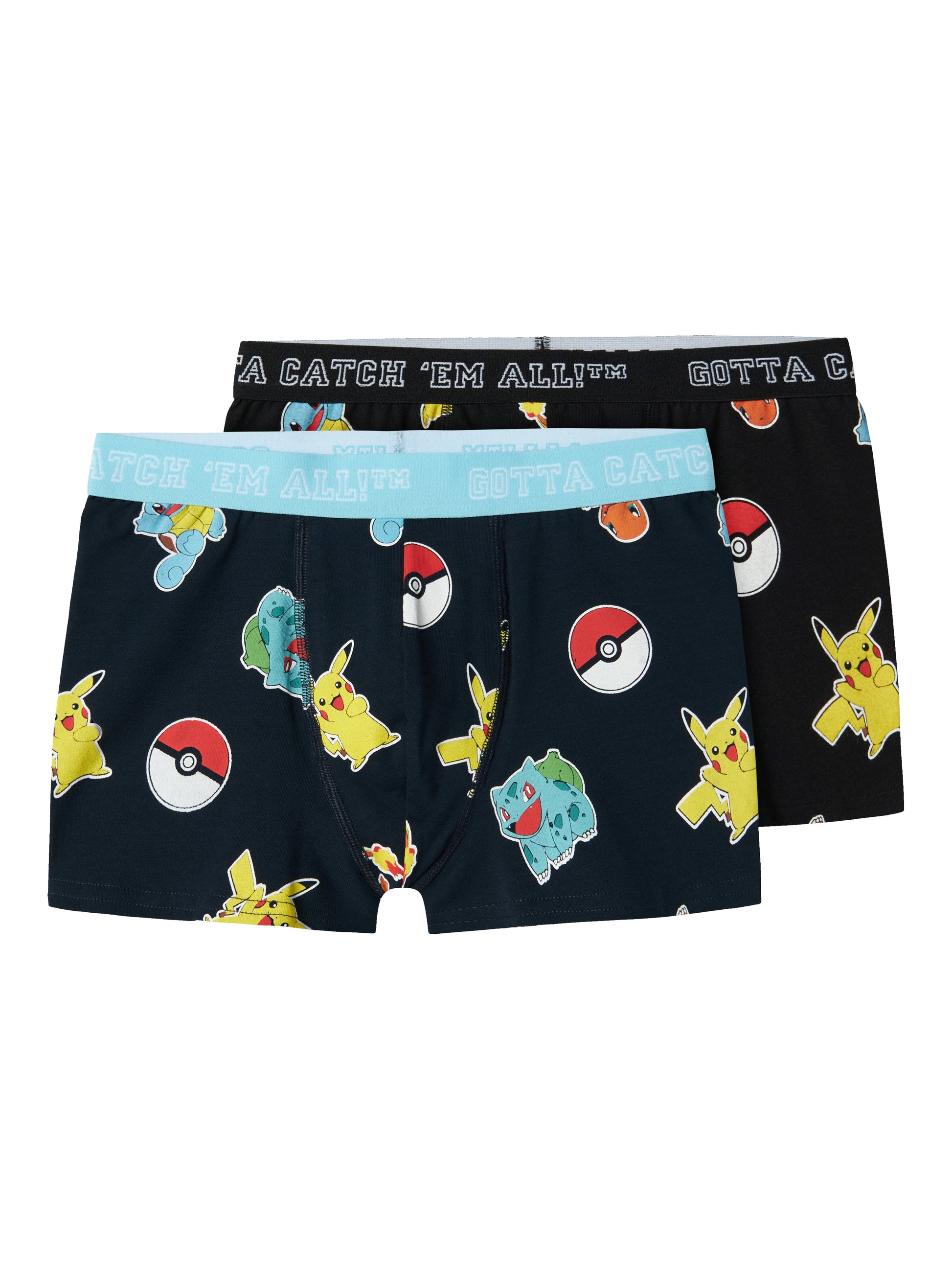 Kalsonger, boxershorts till pojke, kille med motiv av Pokemon. Jersey är ett lätt och stretchigt tyg med en mjuk yta och insida för en bekväm känsla och rörelsefrihet. Pokémon är en av de mest populära och framgångsrika underhållningsserierna i världen, som omfattar videospel, mobilappar, Pokémon Trading Card Game (TCG), animationer och filmer.

Produkttyp: Boxershorts
Extra detaljer: Resår i midjan, 2-pack
Print: Mönster upprepas över hela produktens ytan