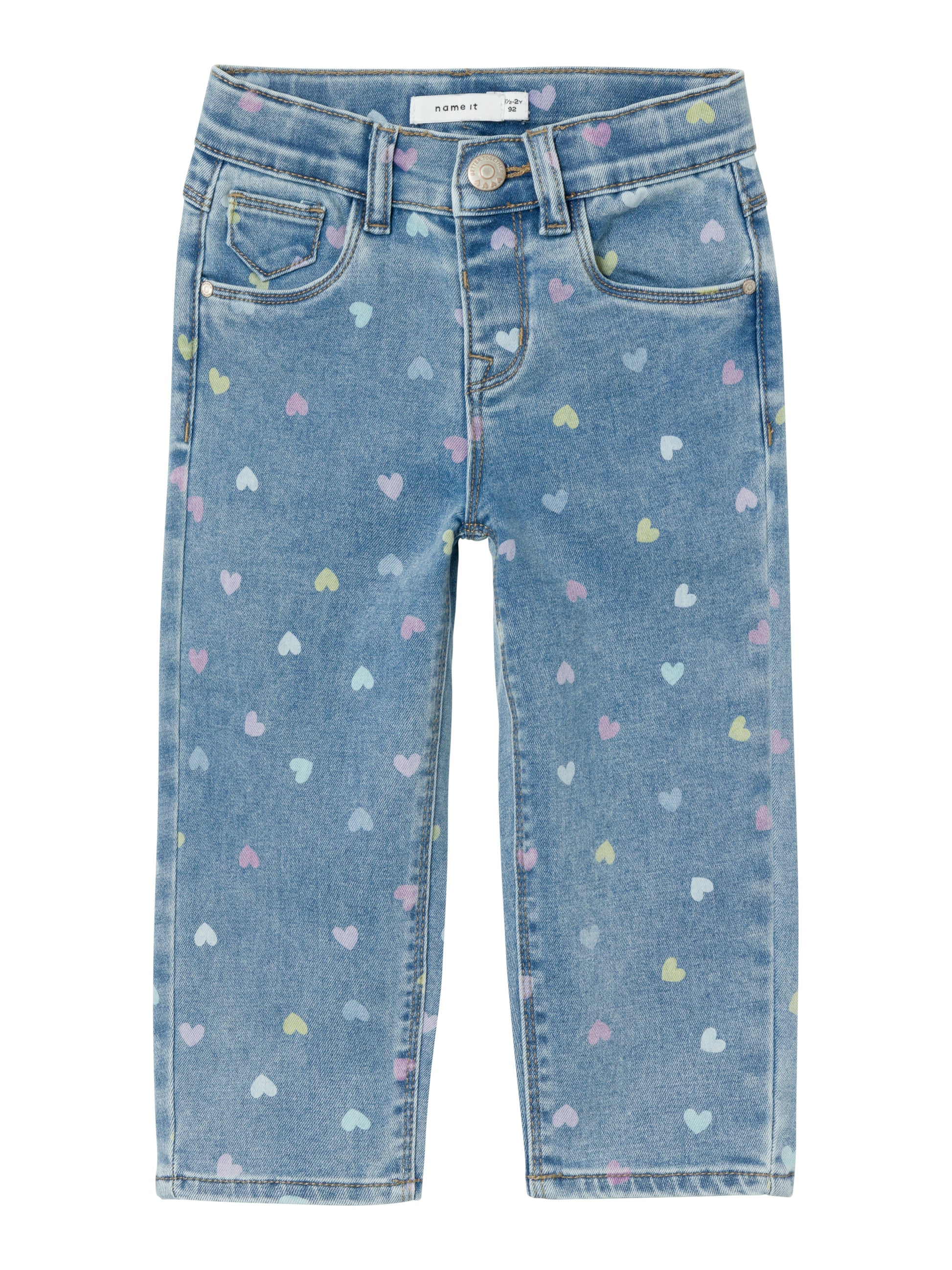 Cool mönstrad blå jeans till flicka. Jeans byxor med hjärtan till liten tjej.NMFBELLA MOM SHAPED JEANS 3555-ON NOOS
13227368