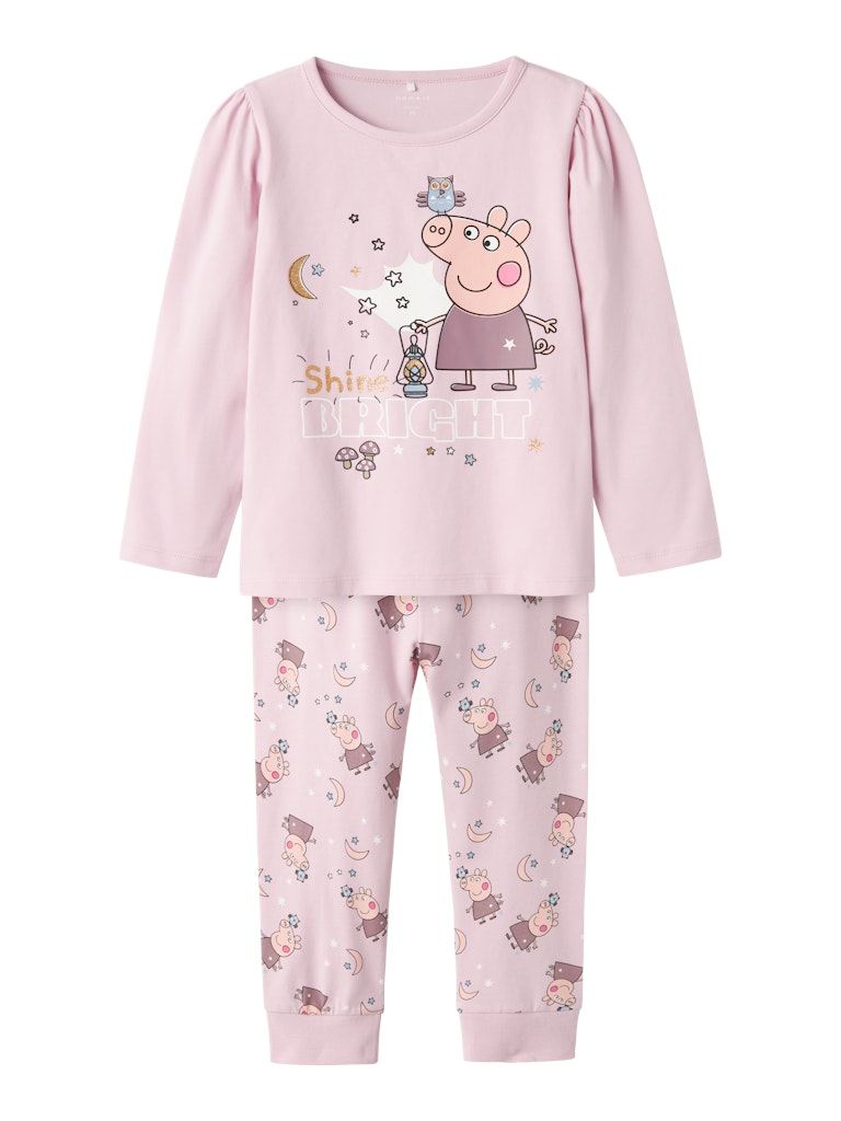 Rosa barn pyjamas med Greta Gris till flicka. Tjej pyjamas med Peppa Pig, mönstrad pyjamas byxa och tröja med tryck på magen. Söt flick pyjamas.
NMFDYRIS PEPPA LS NIGHTSET NOOS CPLG
13239088