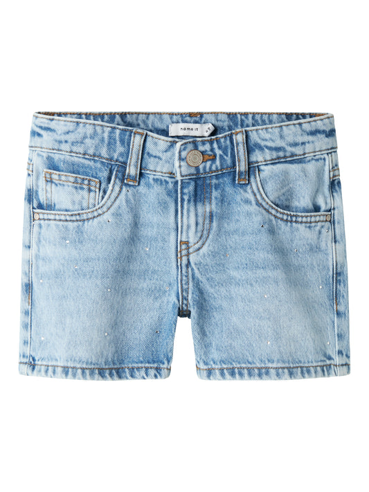 Blå jeans shorts med strass stenar för glitter och glamour till flicka tjej. Sköna jeansshorts med pärlor från Name it.
NKFROSE REG DNM SHORTS 6042-AC NOOS
13239976