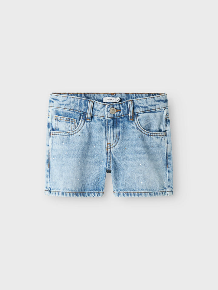 Blå jeans shorts med strass stenar för glitter och glamour till flicka tjej. Sköna jeansshorts med pärlor från Name it.
NKFROSE REG DNM SHORTS 6042-AC NOOS
13239976