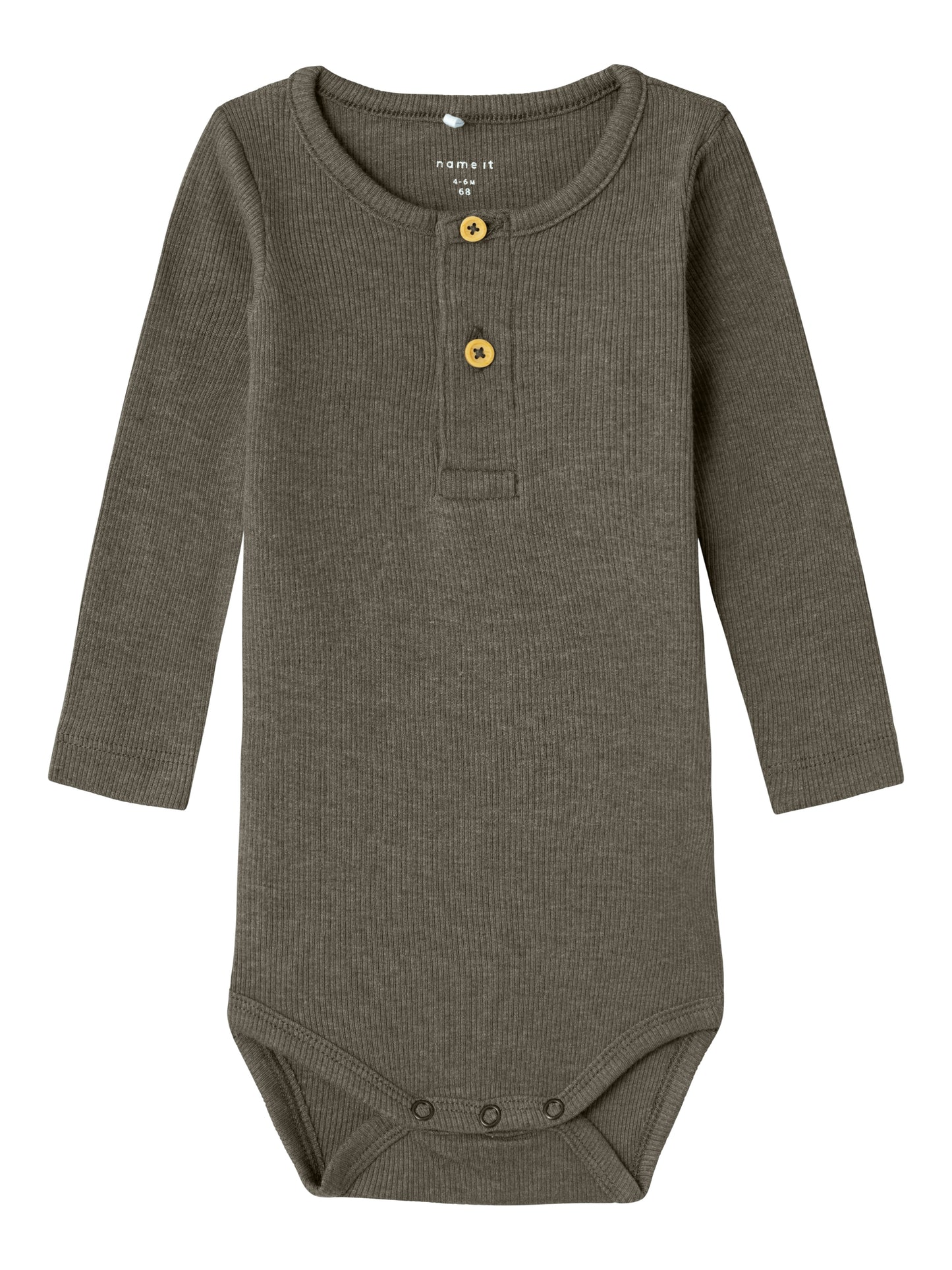 Brun ribbad baby body med knappar. Ekologiska baby kläder till bebis pojke, kille från Name it.
13198041
NBMKAB LS BODY NOOS