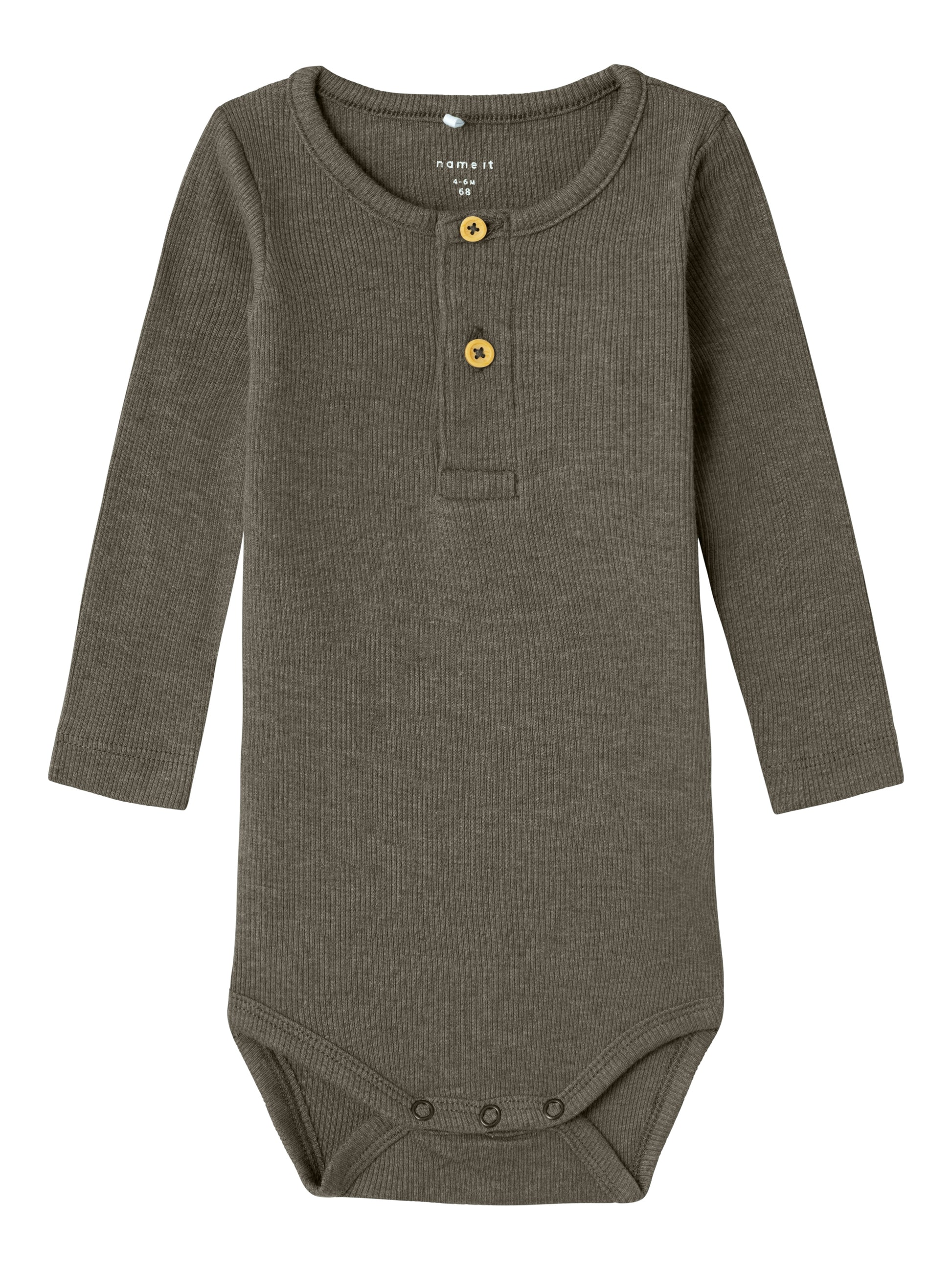 Brun ribbad baby body med knappar. Ekologiska baby kläder till bebis pojke, kille från Name it.
13198041
NBMKAB LS BODY NOOS