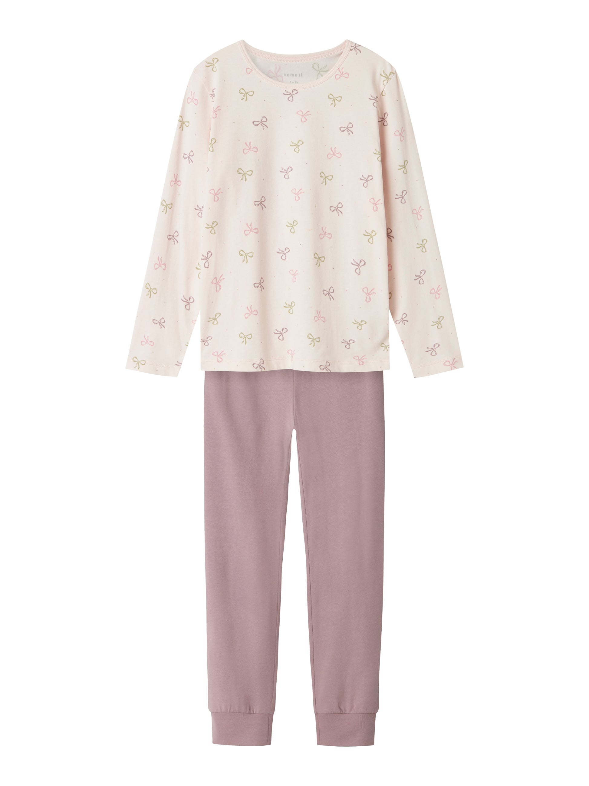 Fin rosa 2-delad pyjamas till flicka. Tjej pyjamas med ljusrosa tröja med mönster av rosetter och lite mörkare rosa pyjamasbyxor.
NKFNIGHTSET BARELY PINK BOW NOOS
13241982