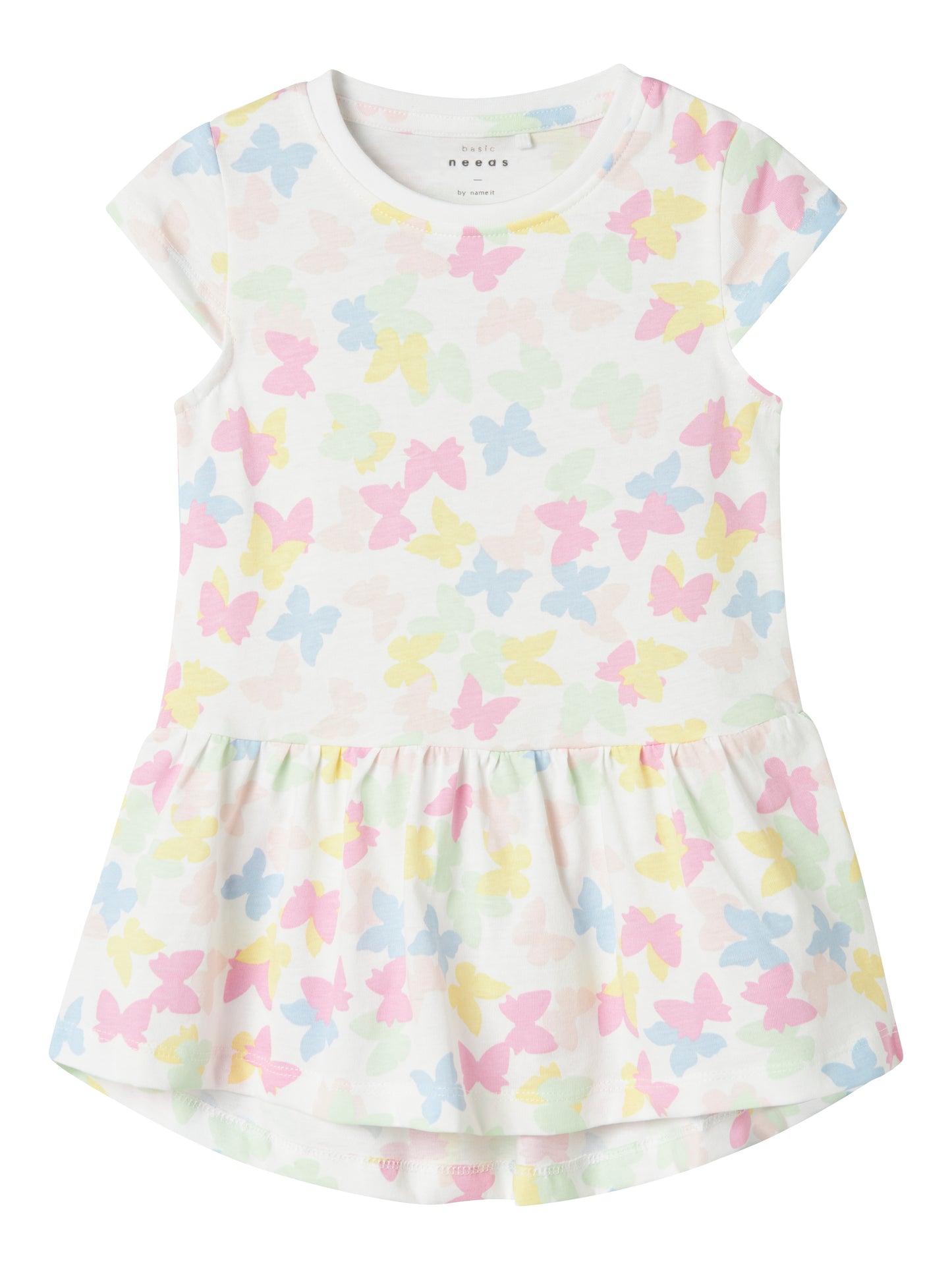 Vit barn klänning med fjärilar i blå, rosa och gul mönster. Dagis klänning till flicka, sommarklänning perfekt för sommar och sol.
NMFVIGGA CAPSL DRESS F1 NOOS
13215107