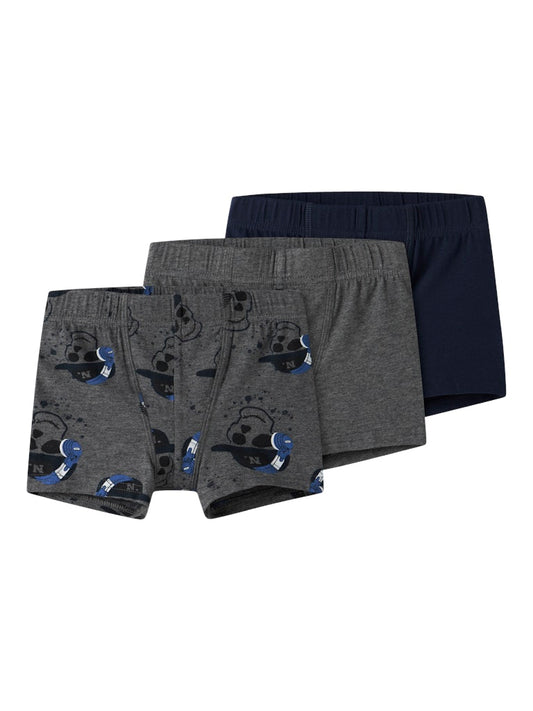 3-pack barn kalsonger till pojke. Boxershorts till liten kille i grått och blått med döskallar på.
NMMTIGHTS 3P DARK GREY MEL SKULL NOOS
13248825