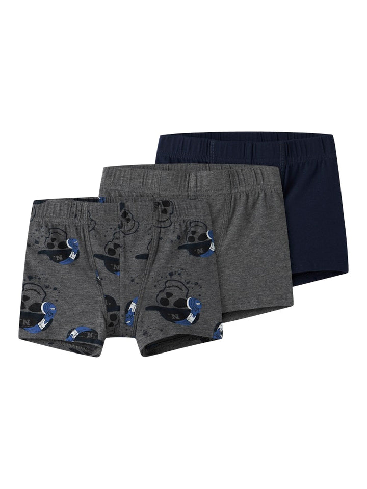 3-pack barn kalsonger till pojke. Boxershorts till liten kille i grått och blått med döskallar på.
NMMTIGHTS 3P DARK GREY MEL SKULL NOOS
13248825