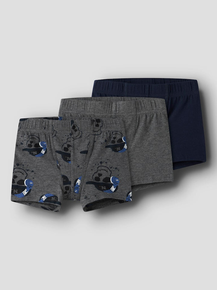3-pack barn kalsonger till pojke. Boxershorts till liten kille i grått och blått med döskallar på.
NMMTIGHTS 3P DARK GREY MEL SKULL NOOS
13248825