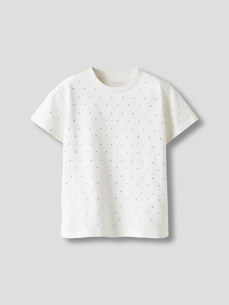 Glitter t-shirt till flicka. Tjej tröja med glittrande prickar framtill. Vit ekologisk topp från Nameit.
NKFRUAJA SS NREG TOP NOOS
13249376