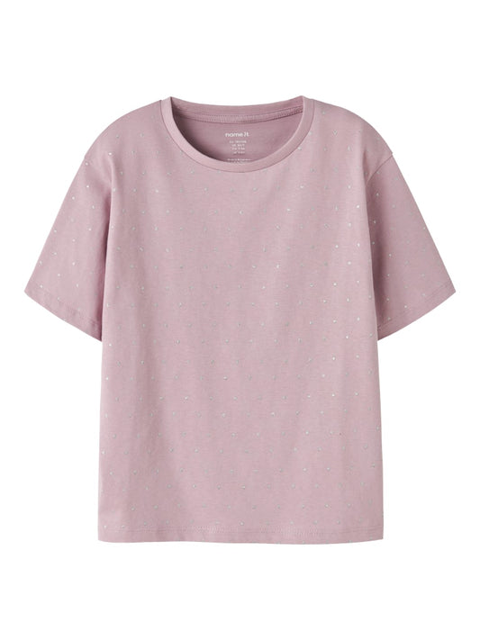 Glitter t-shirt till flicka. Tjej tröja med glittrande prickar framtill. Rosa ekologisk topp från Nameit.
NKFRUAJA SS NREG TOP NOOS
13249376